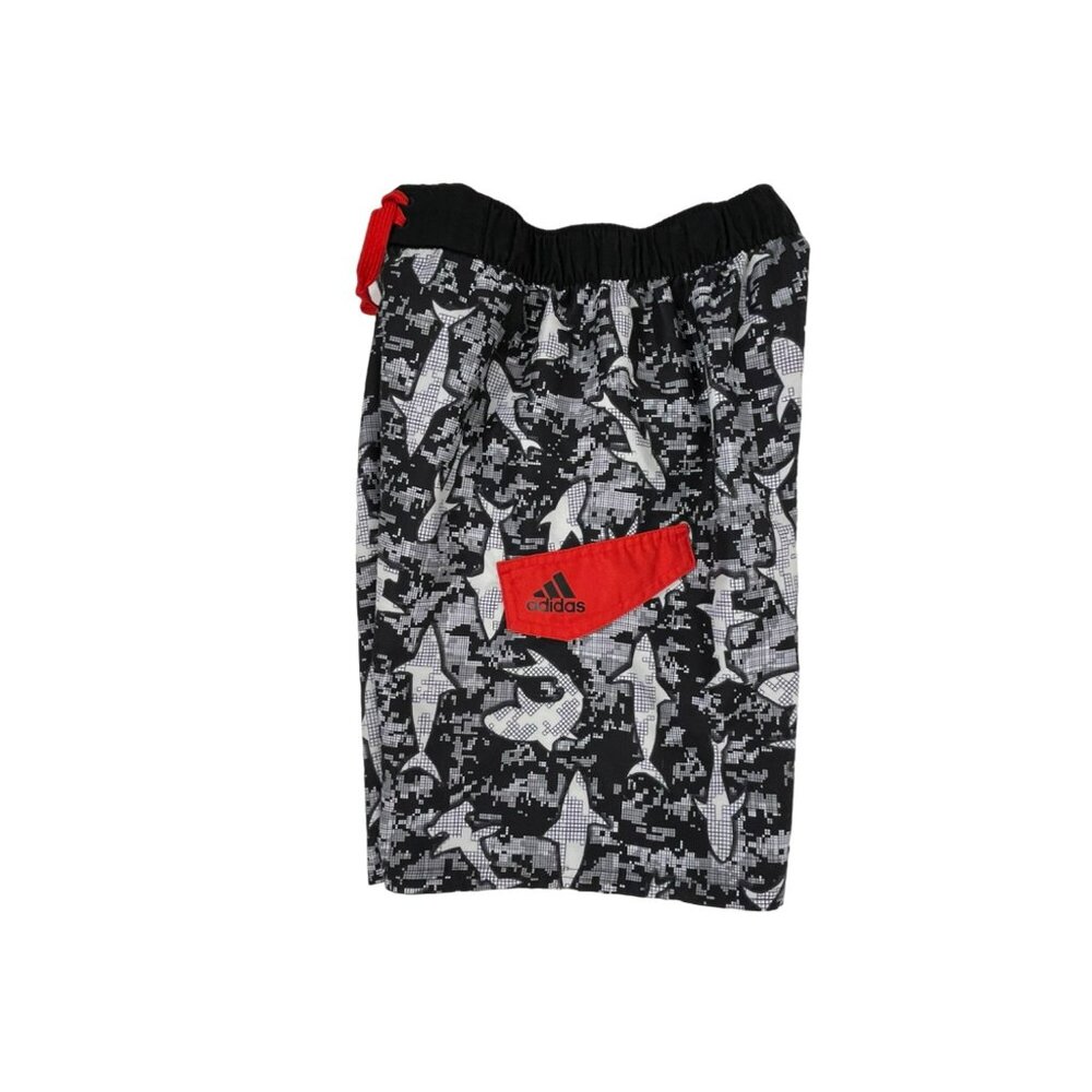 Adidas Swim Trunks Swimsuit Youth Sz. L Black/White Shark Print